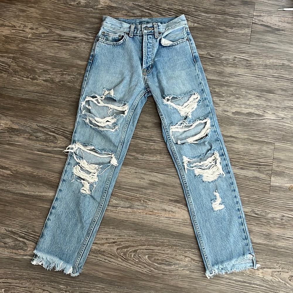 Size 24 distressed Carmar jeans